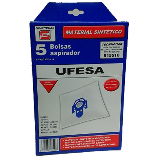 Bolsas para aspirador Tecnhogar 915510 Ufesa FA0202-Orbegozo